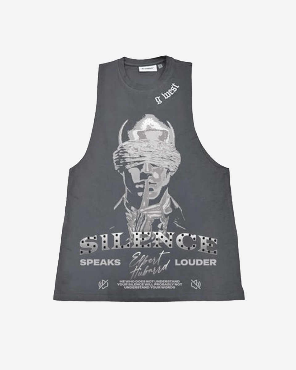 G WEST RHINESTONE SILENCE MENS TANKS