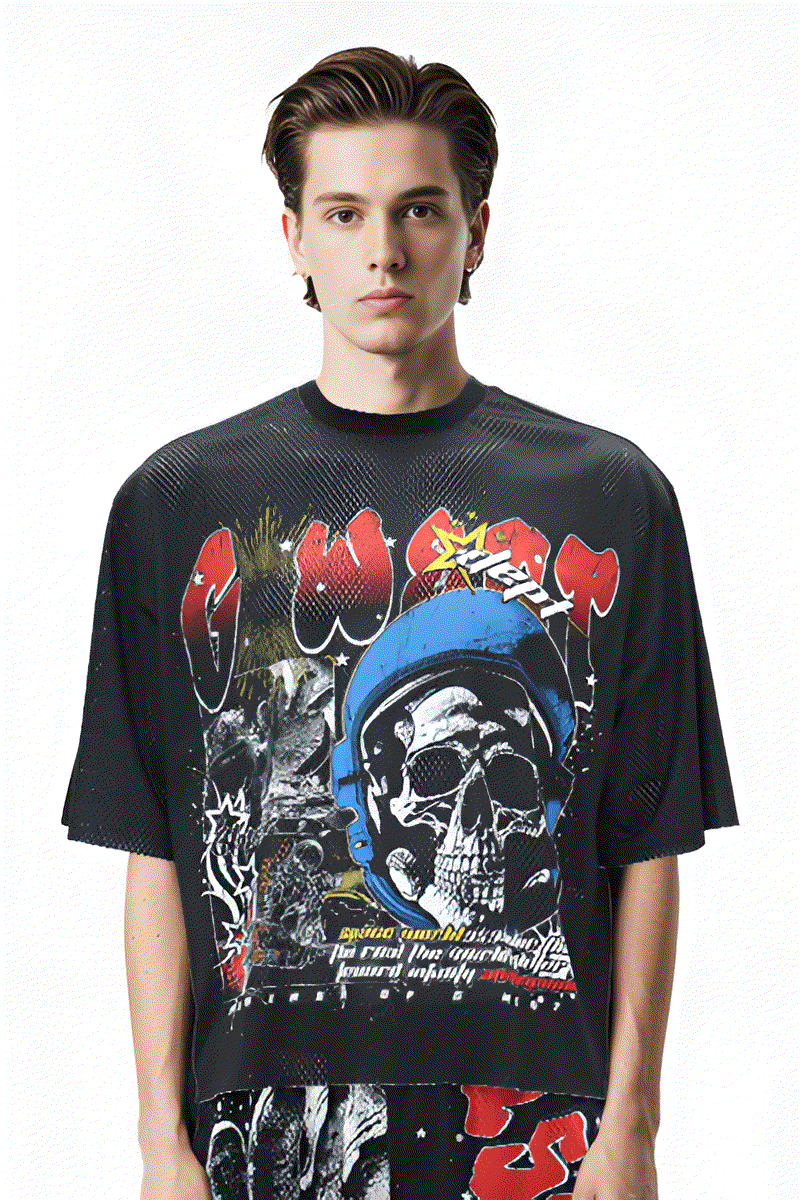 G WEST RHINSTONE ASTRO AFTERLIFE 3/4 SLEEVES MESH SHORT SET