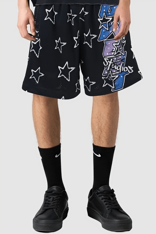 G WEST RHINSTONE CAN YOU HELP ME 3/4 SLEEVES MESH SHORT SET