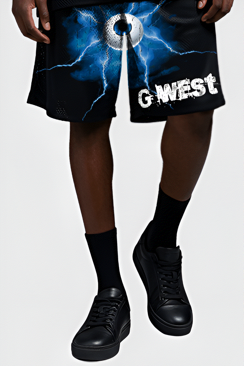 G WEST RHINSTONE EYE OF THE POWER 3/4 SLEEVES MESH SHORT SET