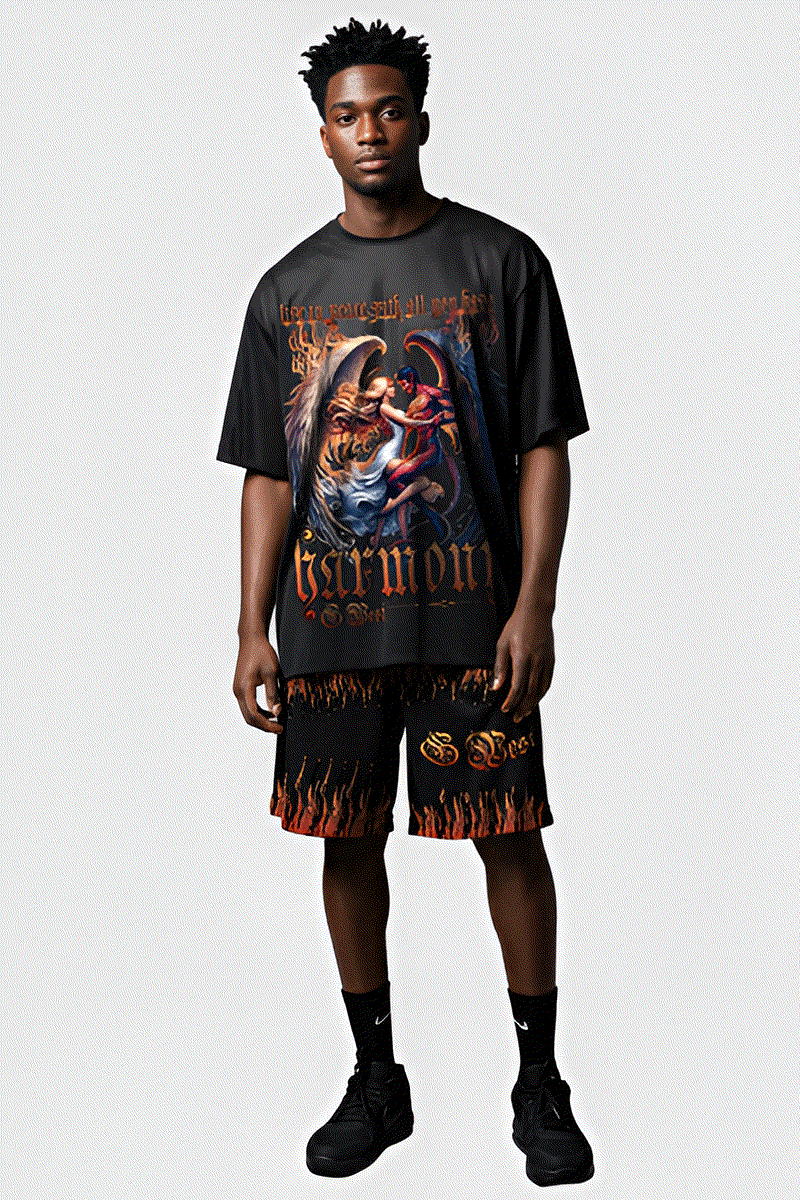 G WEST RHINSTONE HARMONY 3/4 SLEEVES MESH SHORT SET