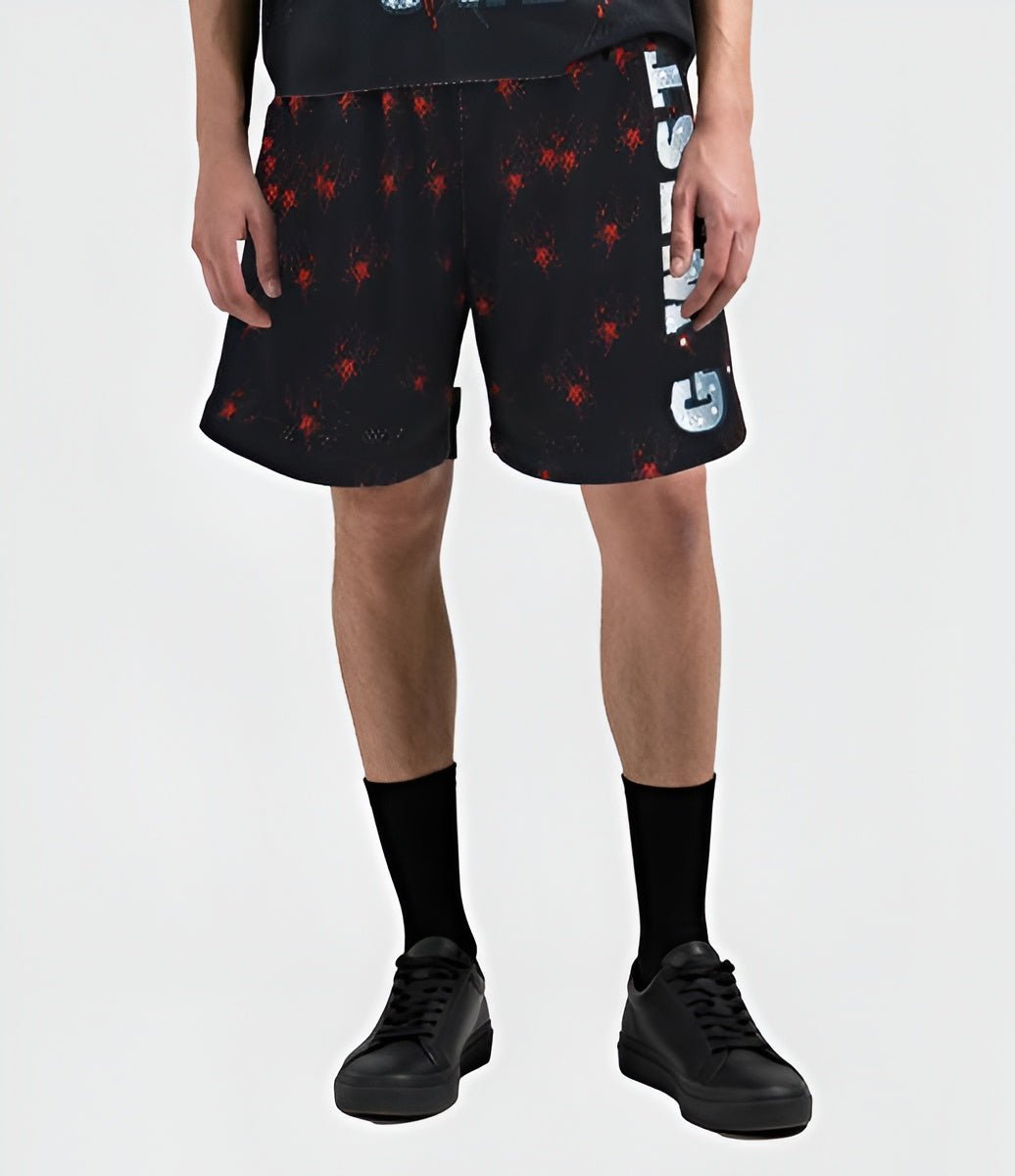 G WEST RHINSTONE HOSTAGAE 3/4 SLEEVES MESH SHORT SET