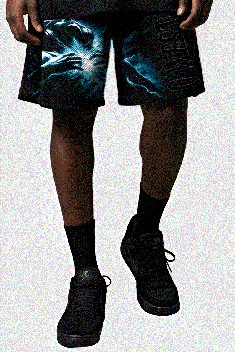 G WEST RHINSTONE WORLD TOUR 3/4 SLEEVES MESH SHORT SET