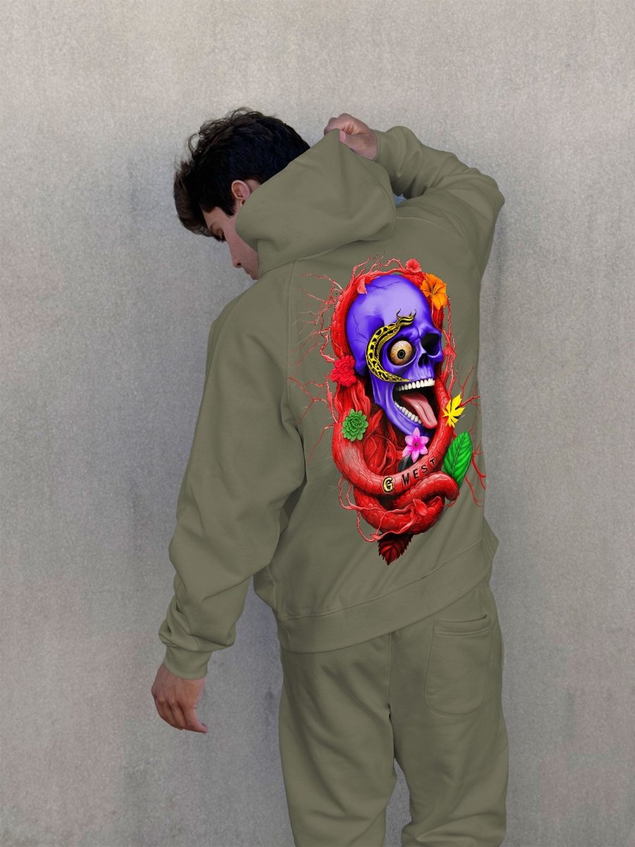 G West Rose Skull Heavy Premium Hoodie