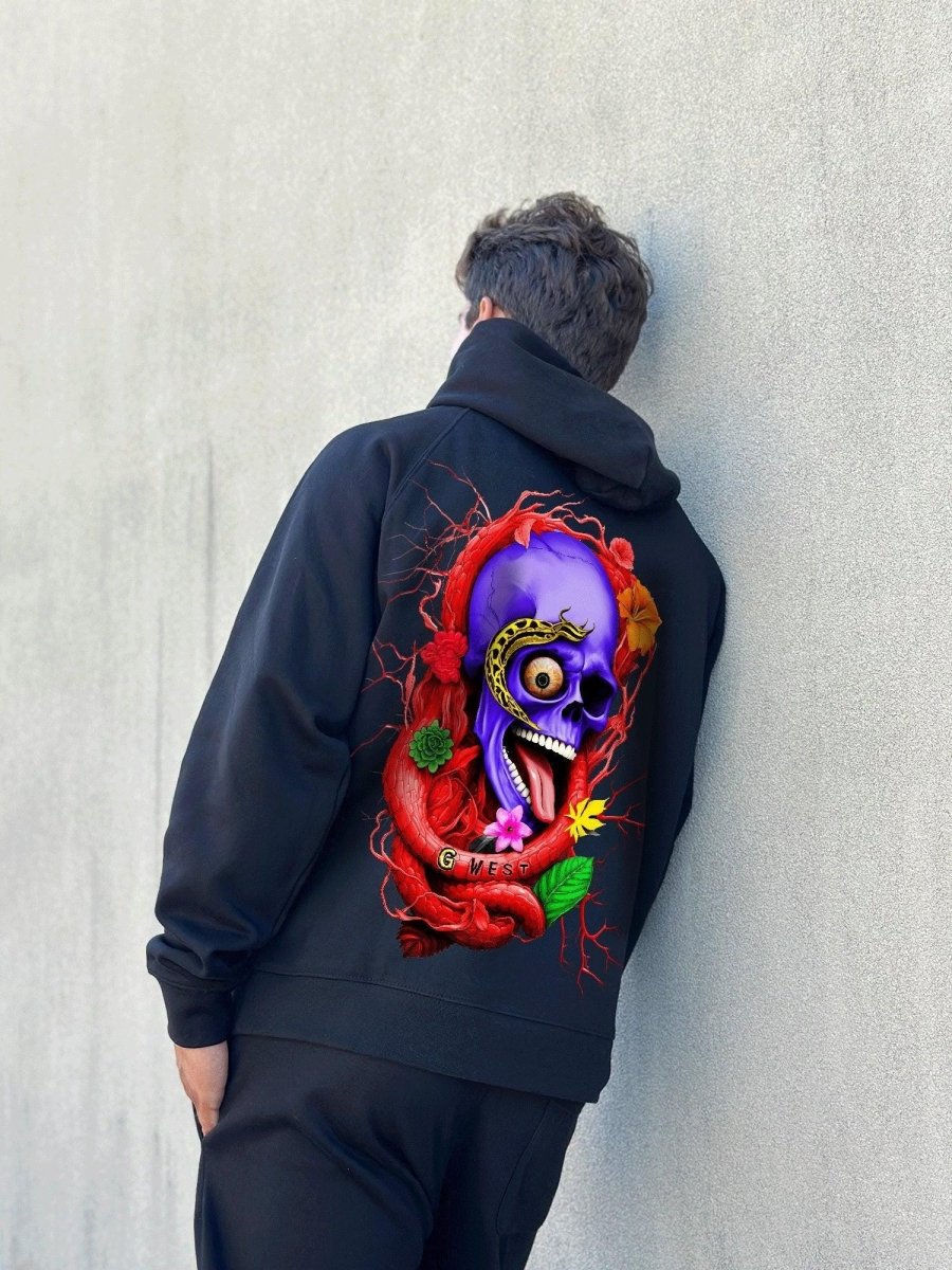 G West Rose Skull Heavy Premium Hoodie