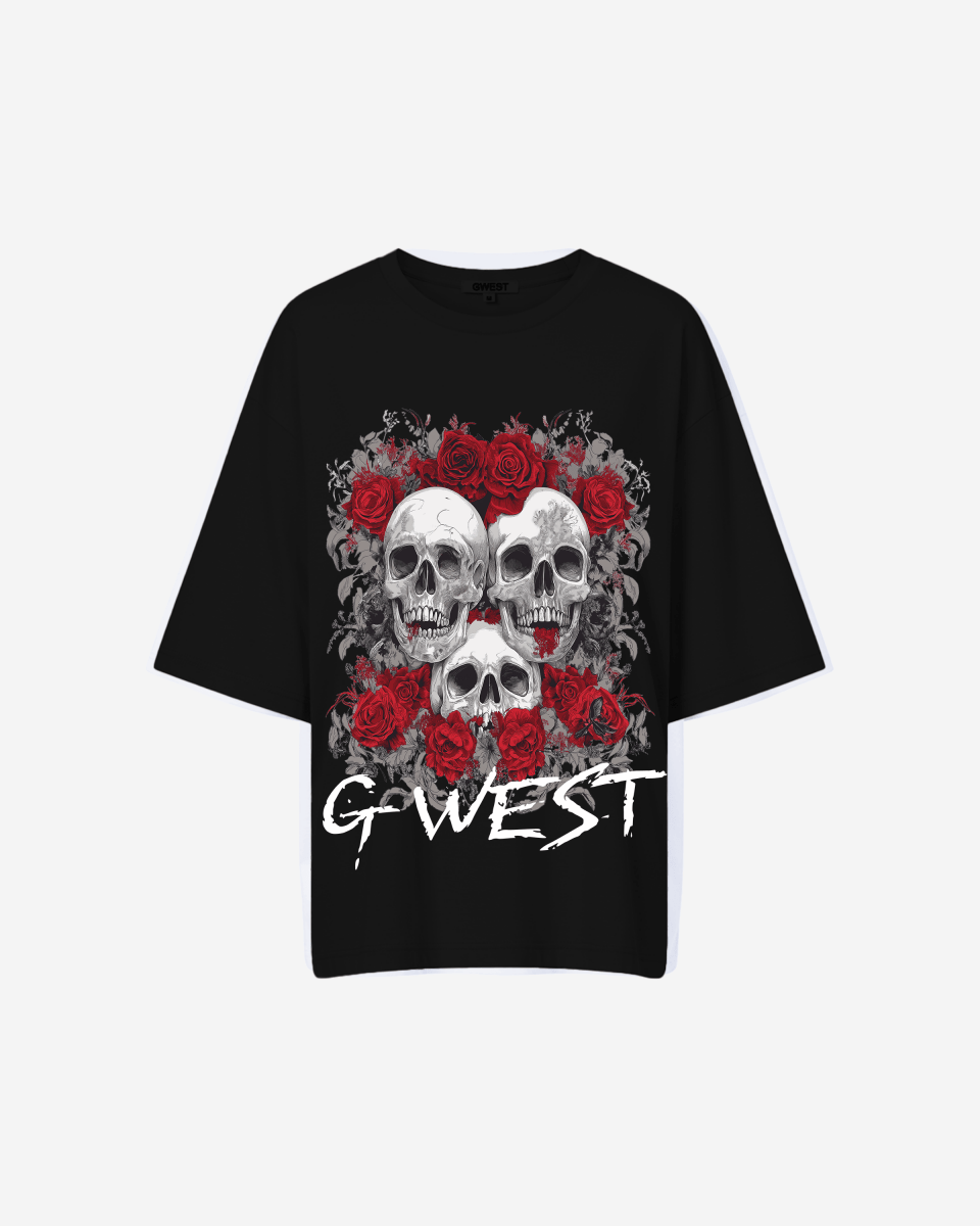 G West Roses And Bones Oversized Tee -WOMEN