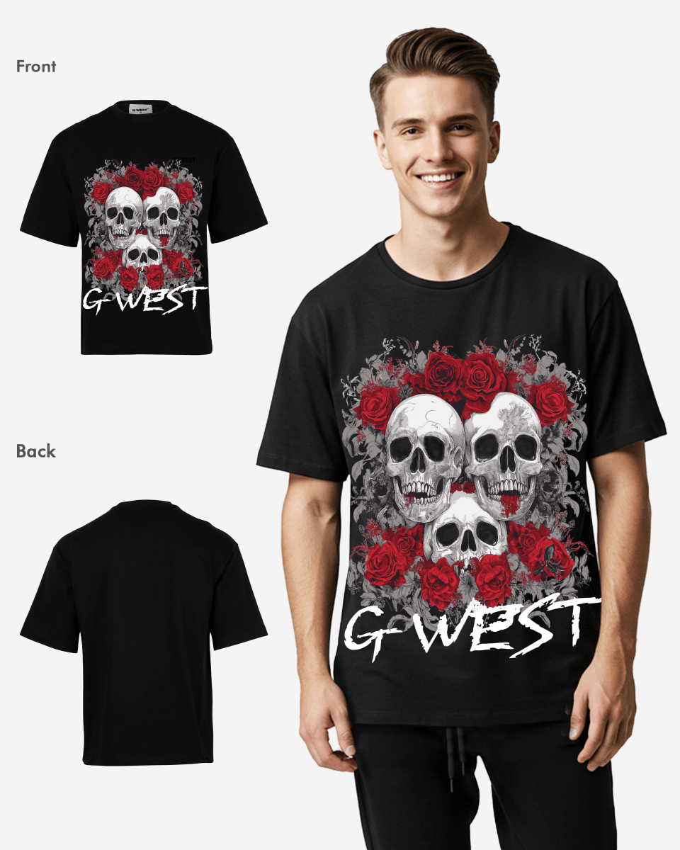 G West Roses And Bones Oversized Tee