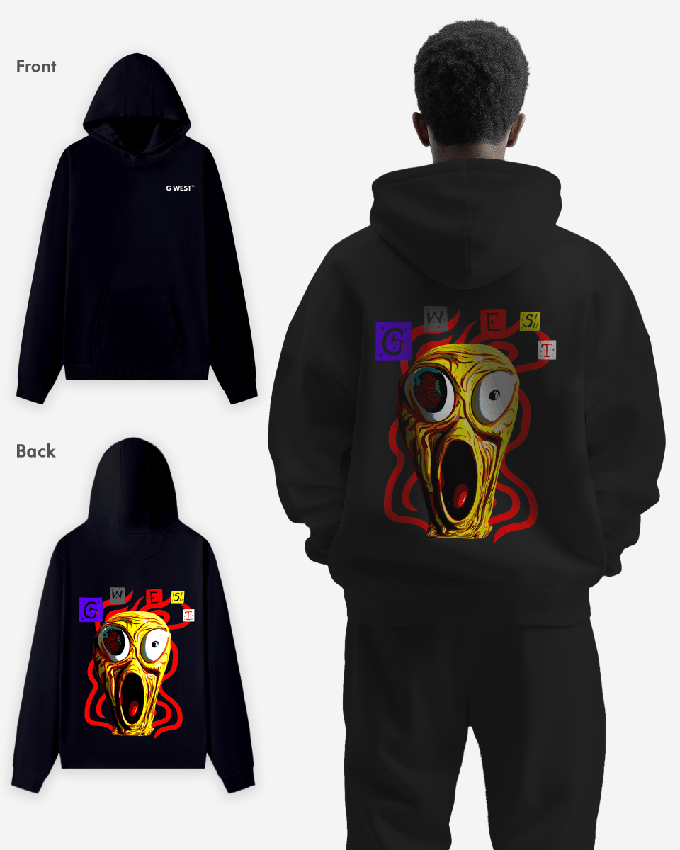 G West Screaming Yellow Face Oversize Hoodie