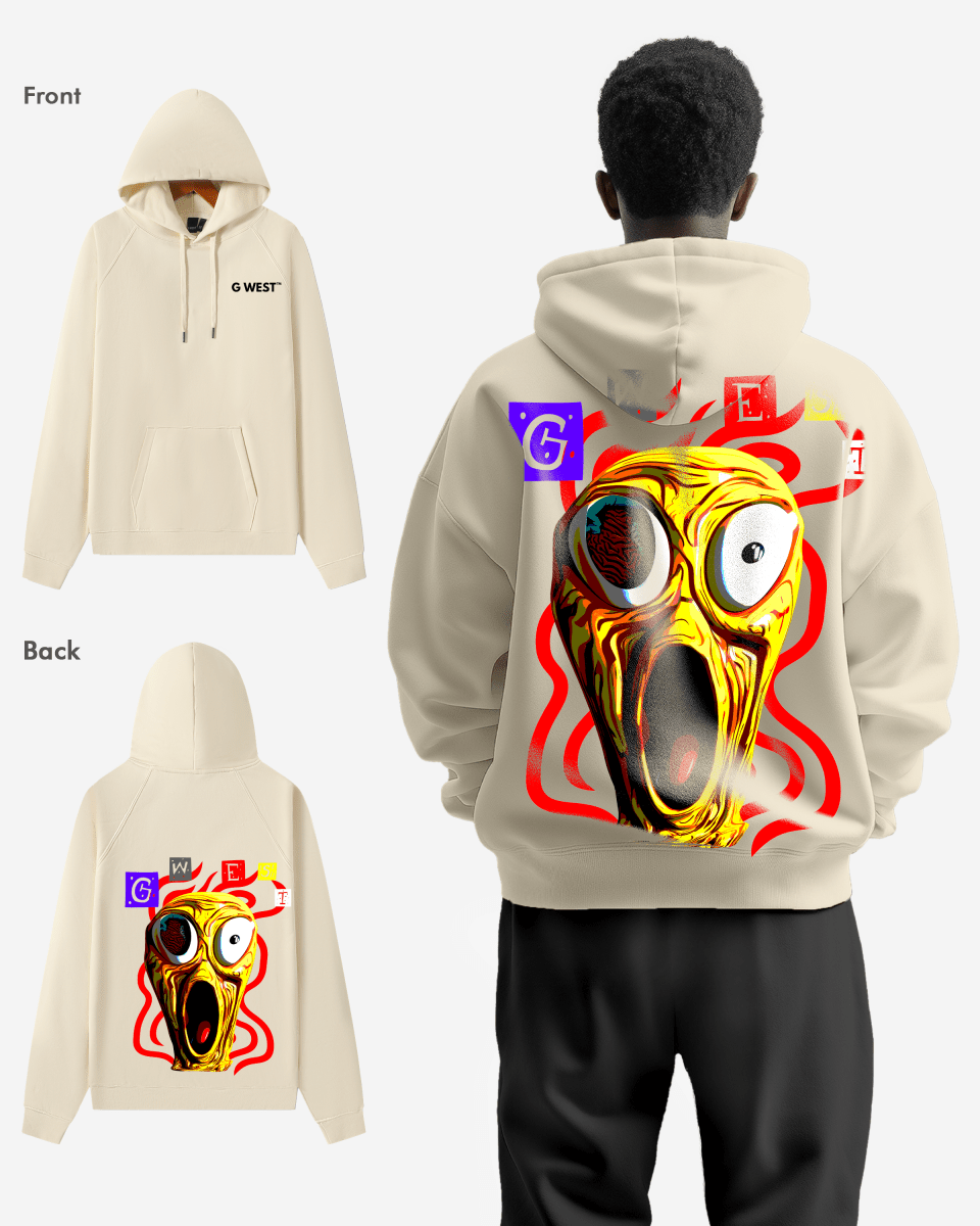 G West Screaming Yellow Face Oversize Hoodie
