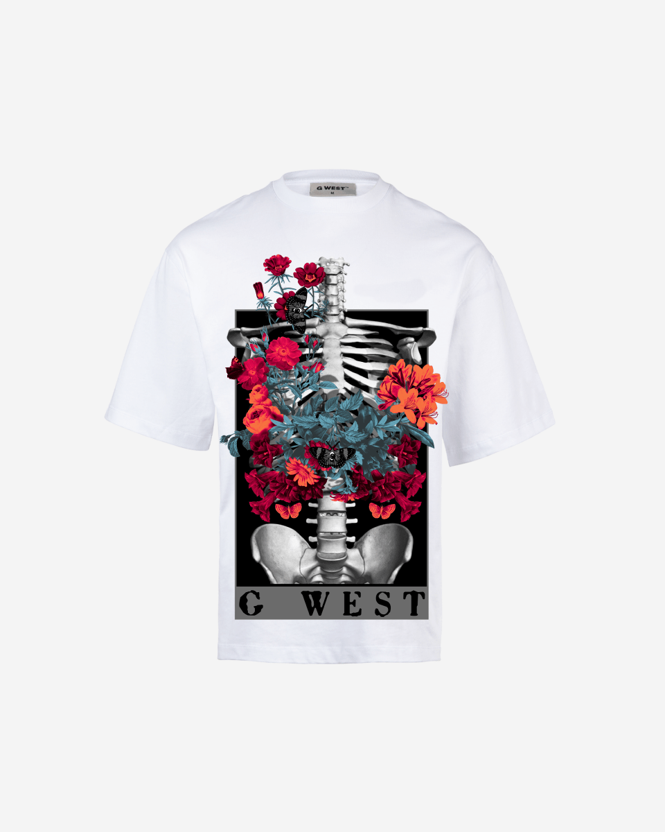 G WEST skeleton in bloom OVERSIZED TEE