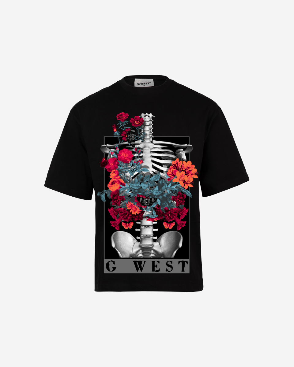 G WEST skeleton in bloom OVERSIZED TEE
