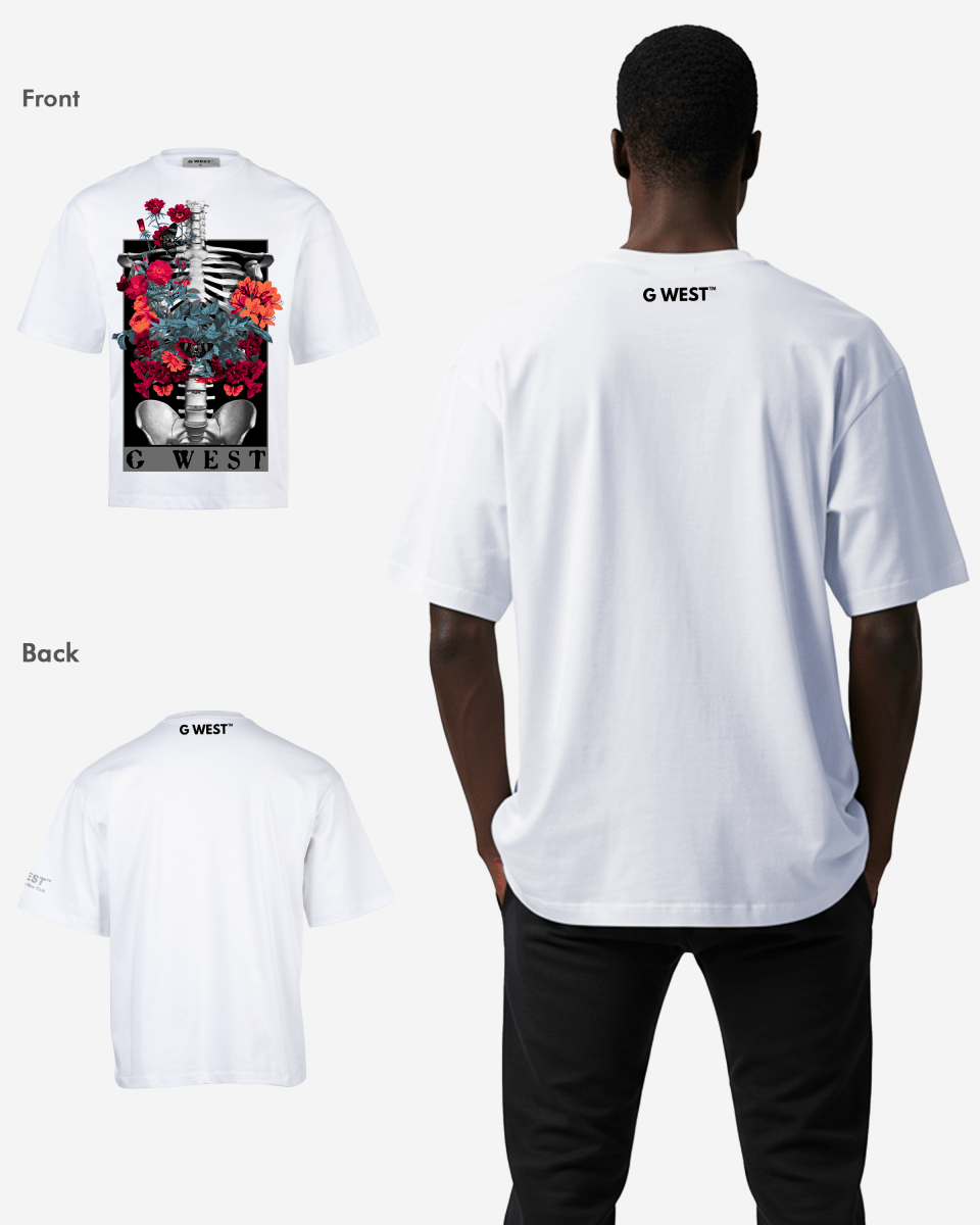 G WEST skeleton in bloom OVERSIZED TEE