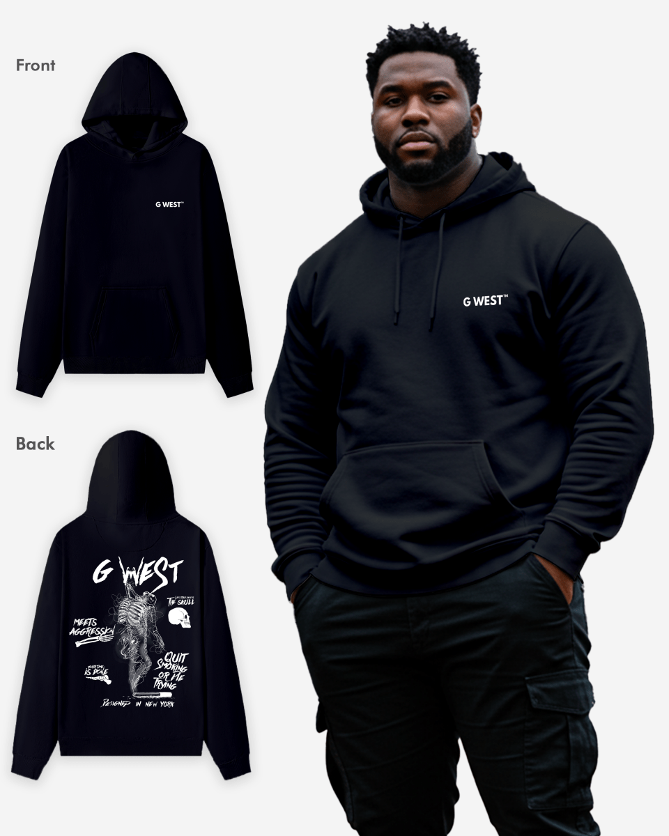 G West Smoke Skeleton Hoodie Mens Style Big and Tall