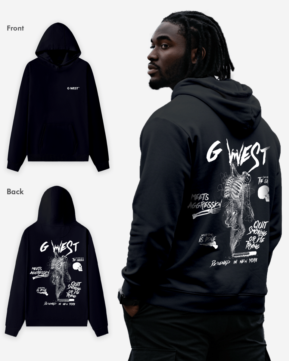 G West Smoke Skeleton Hoodie Mens Style Big and Tall