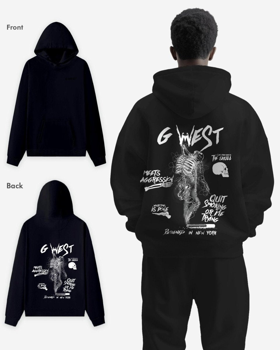 G West Smoke Skeleton Oversize Hoodie Mens Style