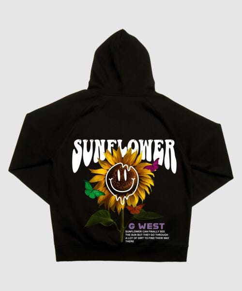 G West Sun Flower Hoodie : Gwhlhd9025 - 2 Colors