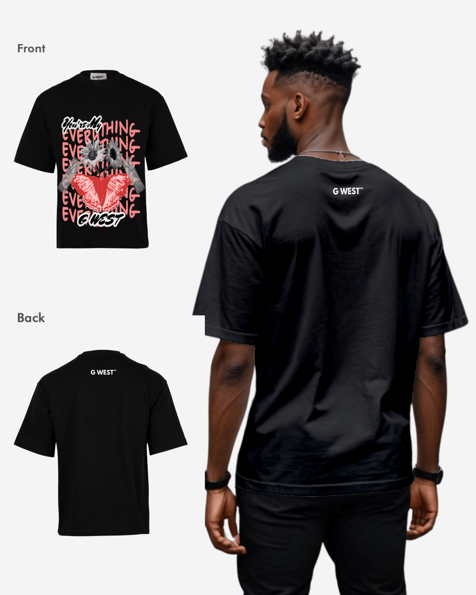 G-WEST WINGS N BLOOMS OVERSIZED TEE