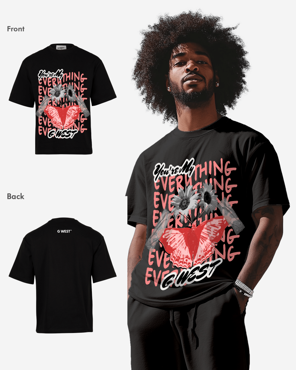 G-WEST WINGS N BLOOMS OVERSIZED TEE