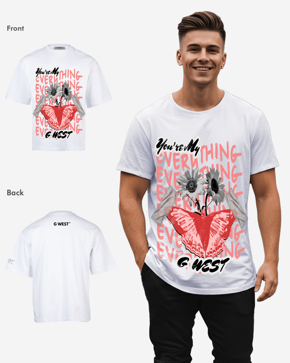 G-WEST WINGS N BLOOMS OVERSIZED TEE