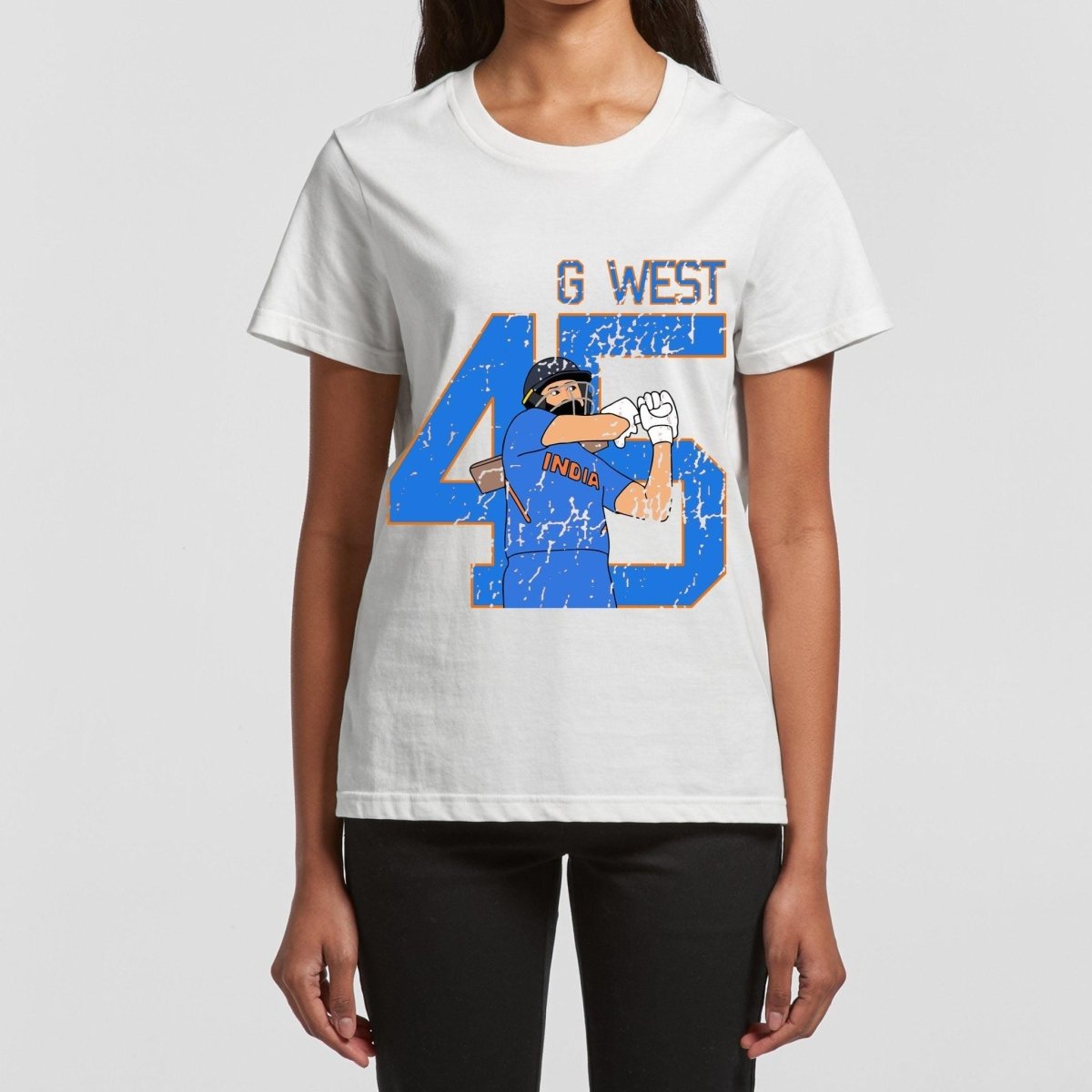 G West Women Cricket India King-45 White T-Shirt