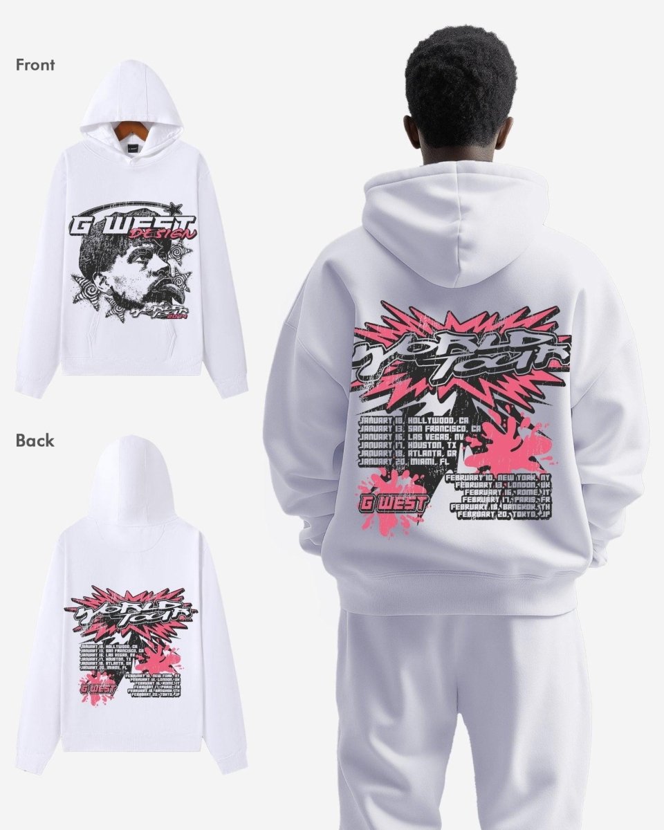 G West World Tour White Oversized Hoodie