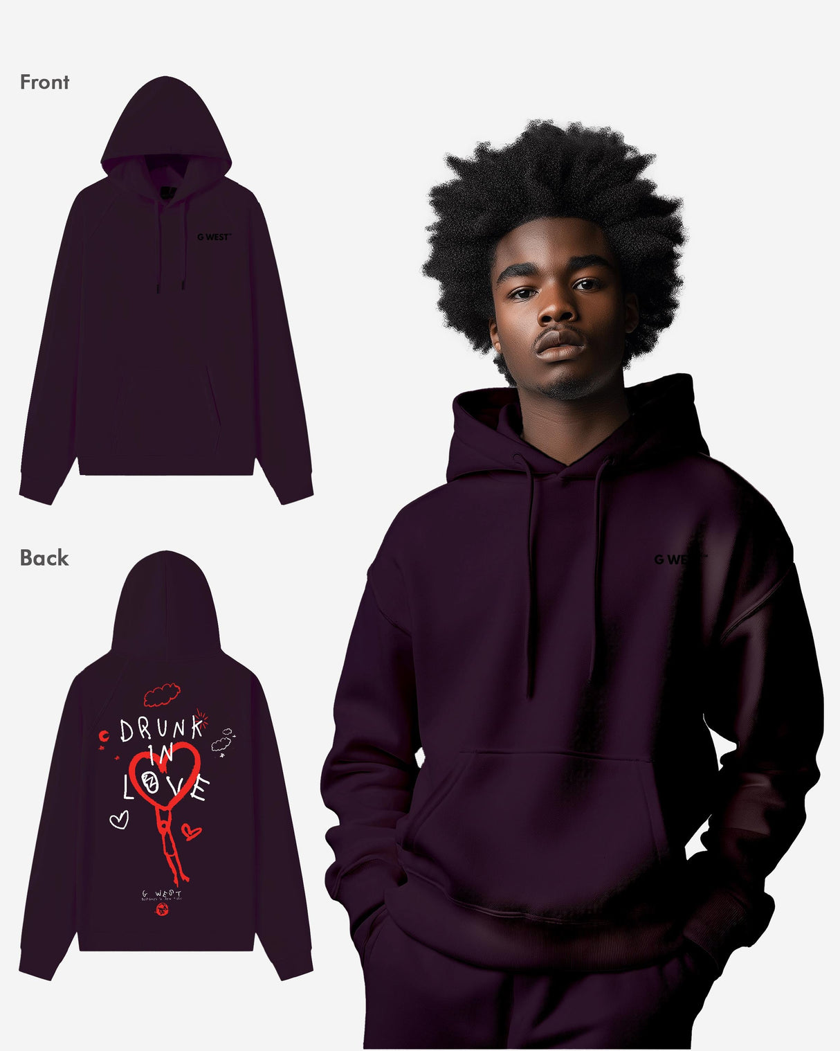 G West Drunk In Love Heavy Premium Oversized Hoodie