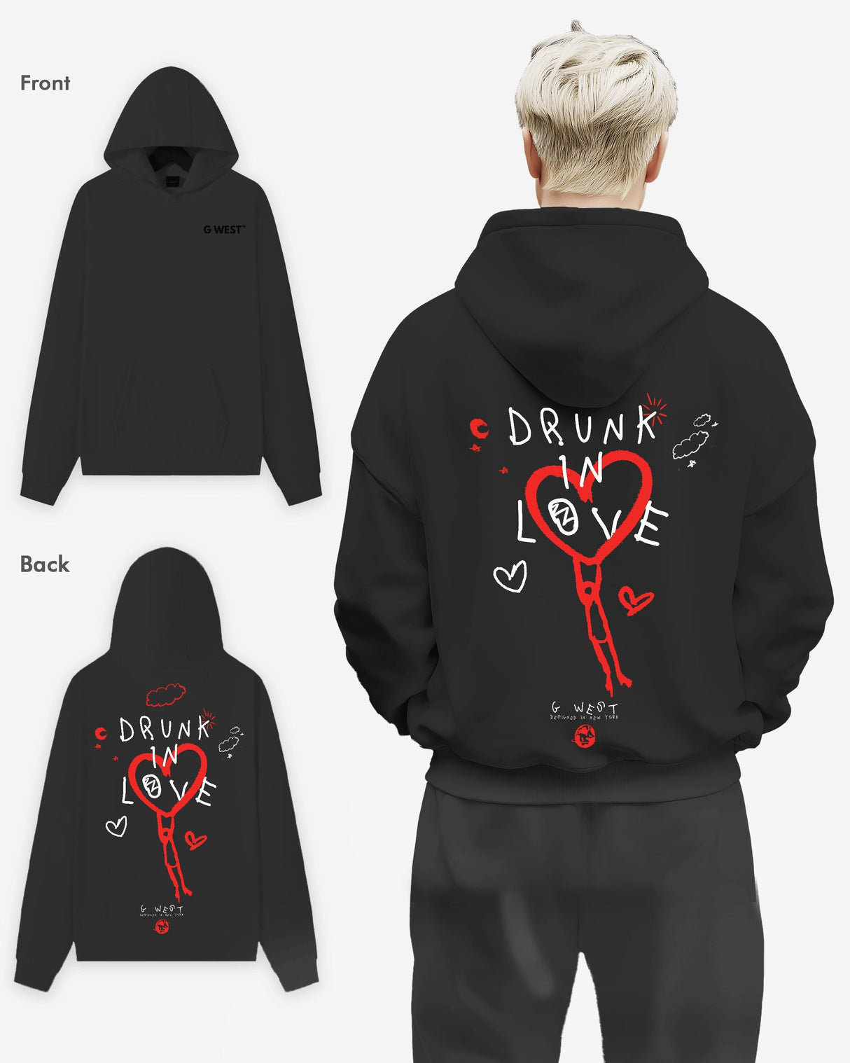 G West Drunk In Love Heavy Premium Oversized Hoodie