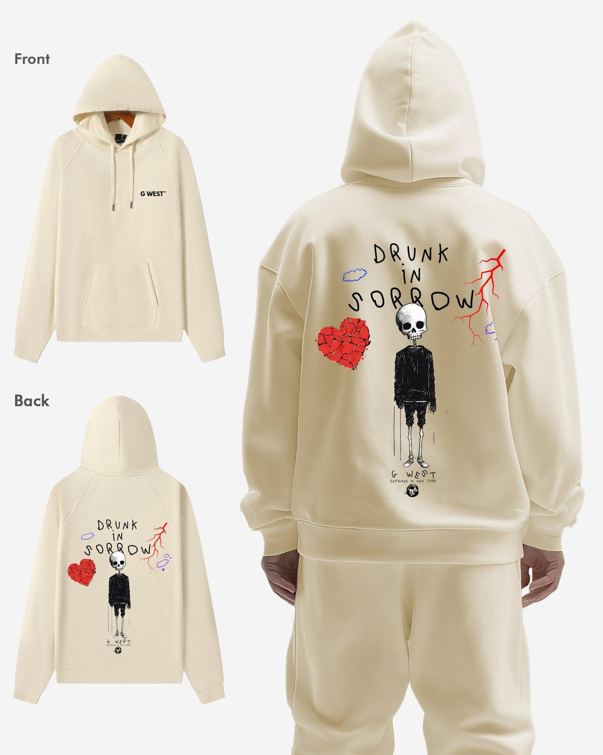 G West Drunk In Sorrow Heavy Premium Oversize Hoodie