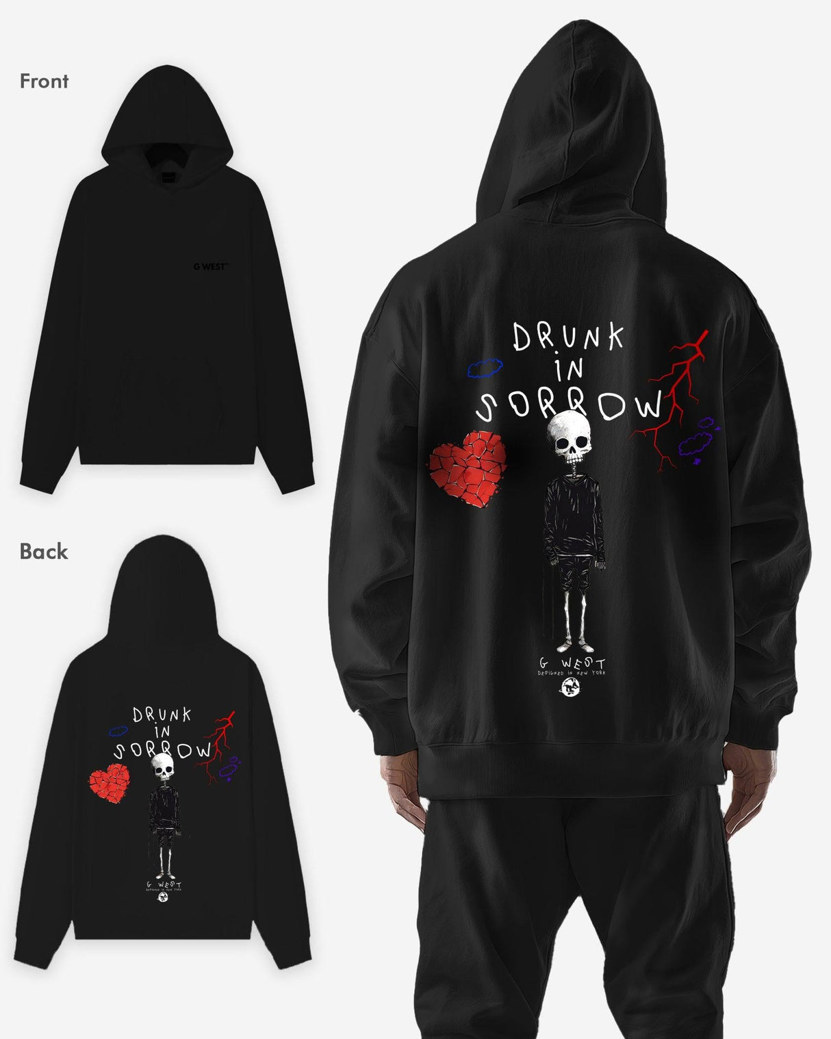 G West Drunk In Sorrow Heavy Premium Oversize Hoodie