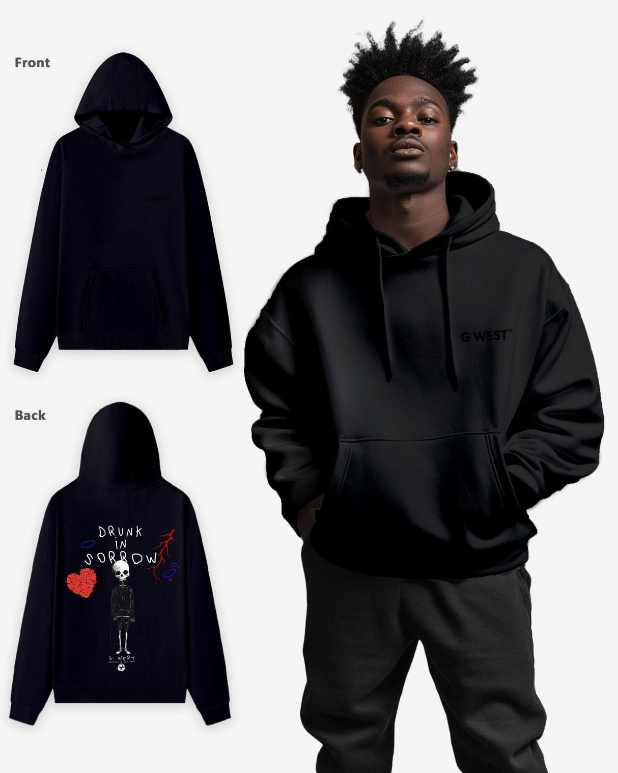 G West Drunk In Sorrow Heavy Premium Oversize Hoodie
