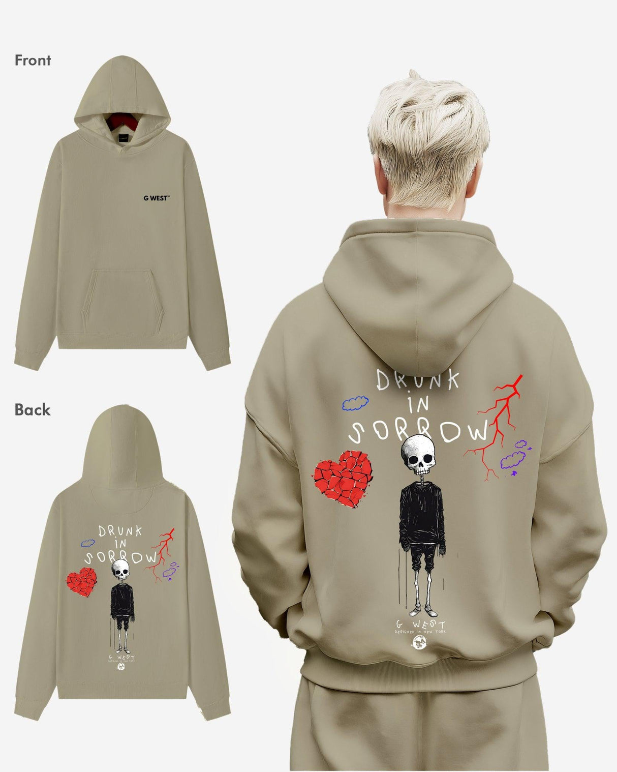 G West Drunk In Sorrow Heavy Premium Oversize Hoodie