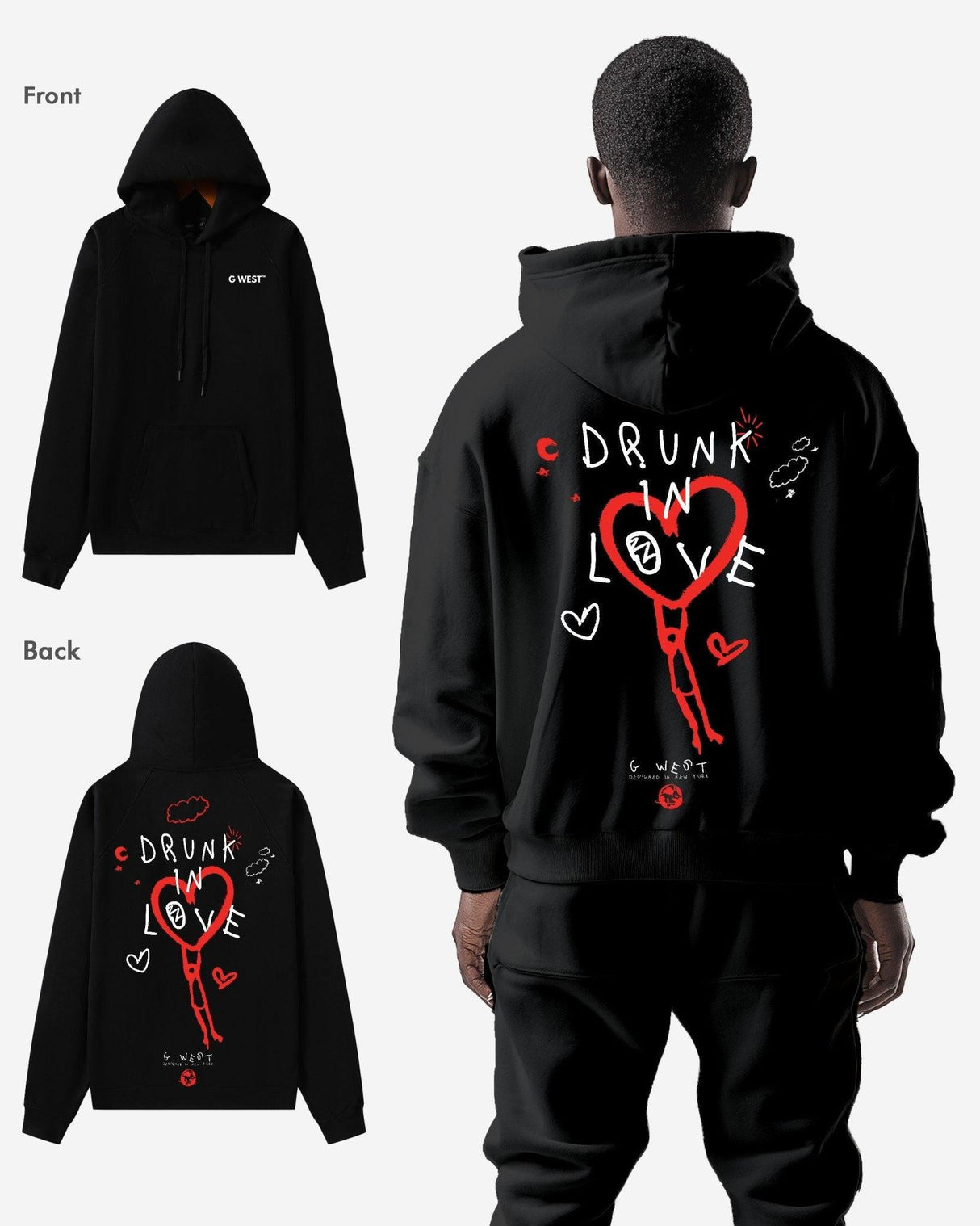 G West Drunk In Love Heavy Premium Oversized Hoodie