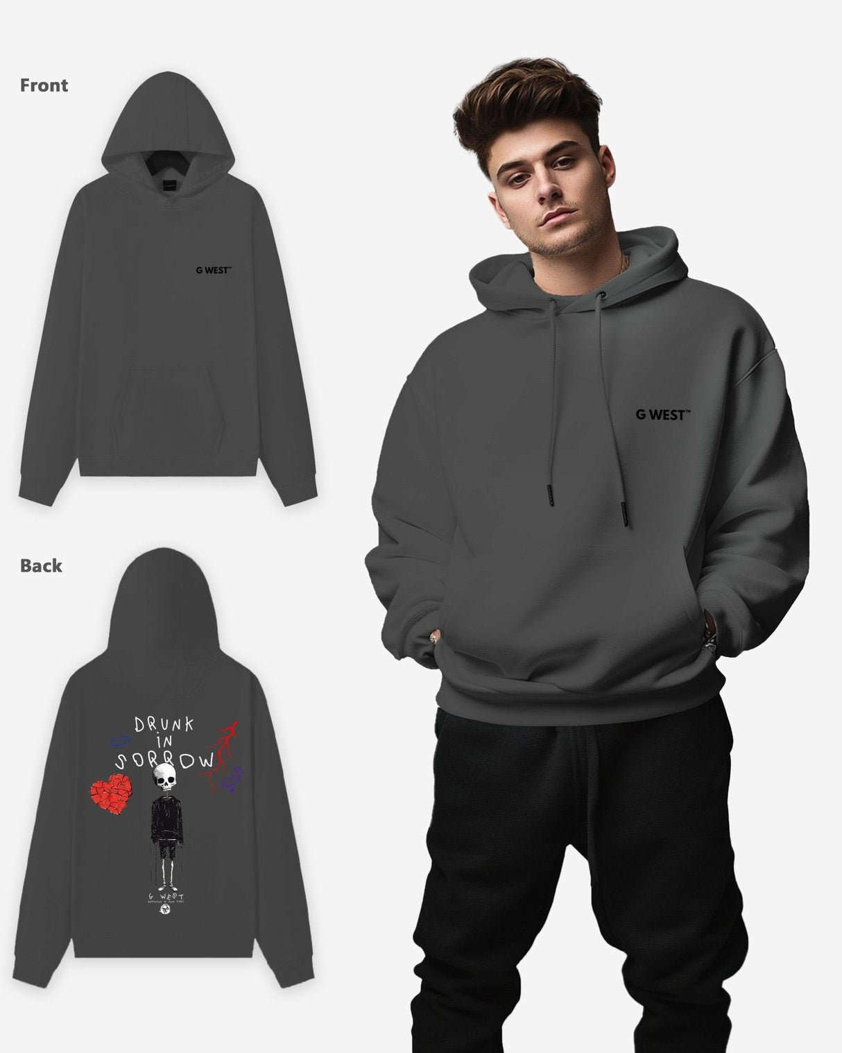 G West Drunk In Sorrow Heavy Premium Oversize Hoodie