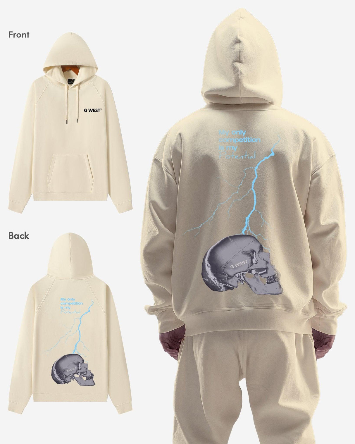 G West Lighting Skull Heavy Premium Oversize Hoodie