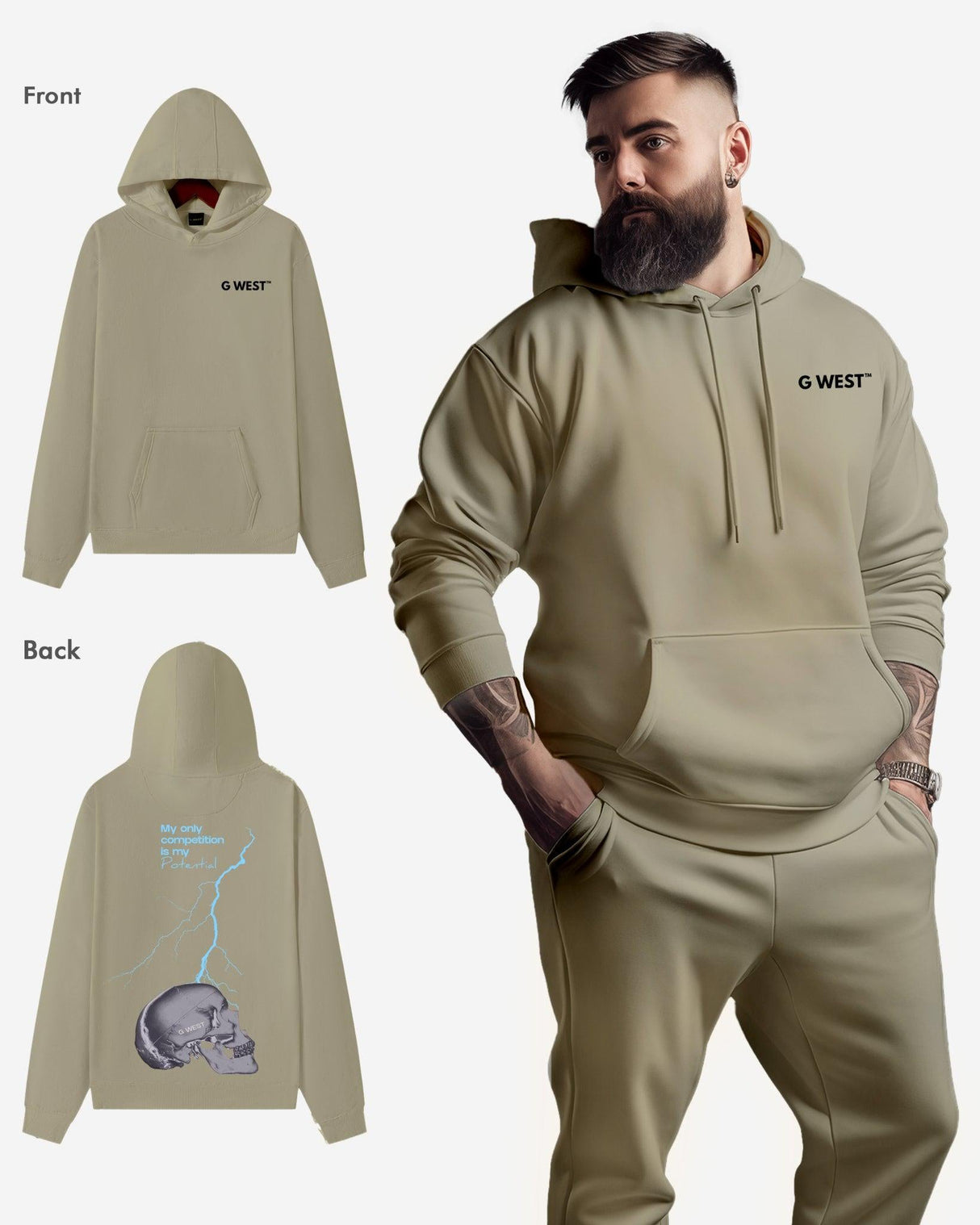 G West Lighting Skull Heavy Premium Oversize Hoodie