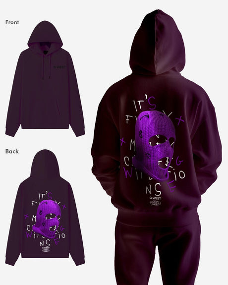 G West Purple Ski Mask Heavy Premium Oversized Hoodie