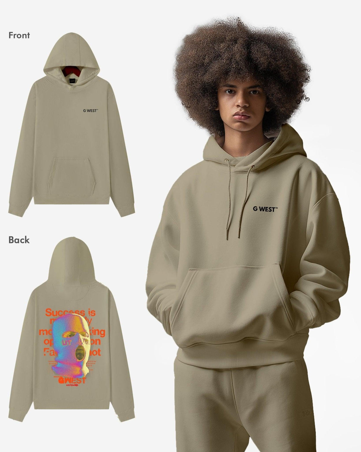 G West Holographic Ski Mask Heavy Premium Oversized Hoodie