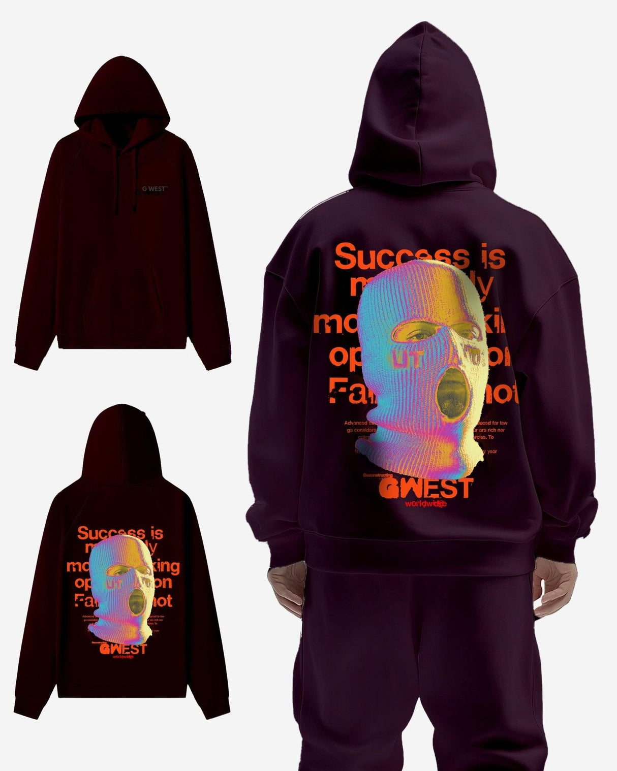 G West Holographic Ski Mask Heavy Premium Oversized Hoodie