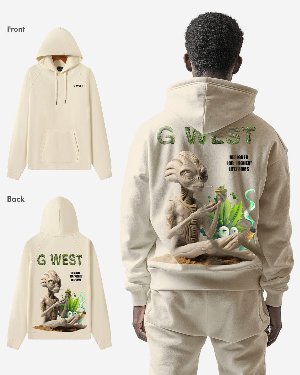 G West Higher Lifeform Heavy Premium Oversized Hoodie