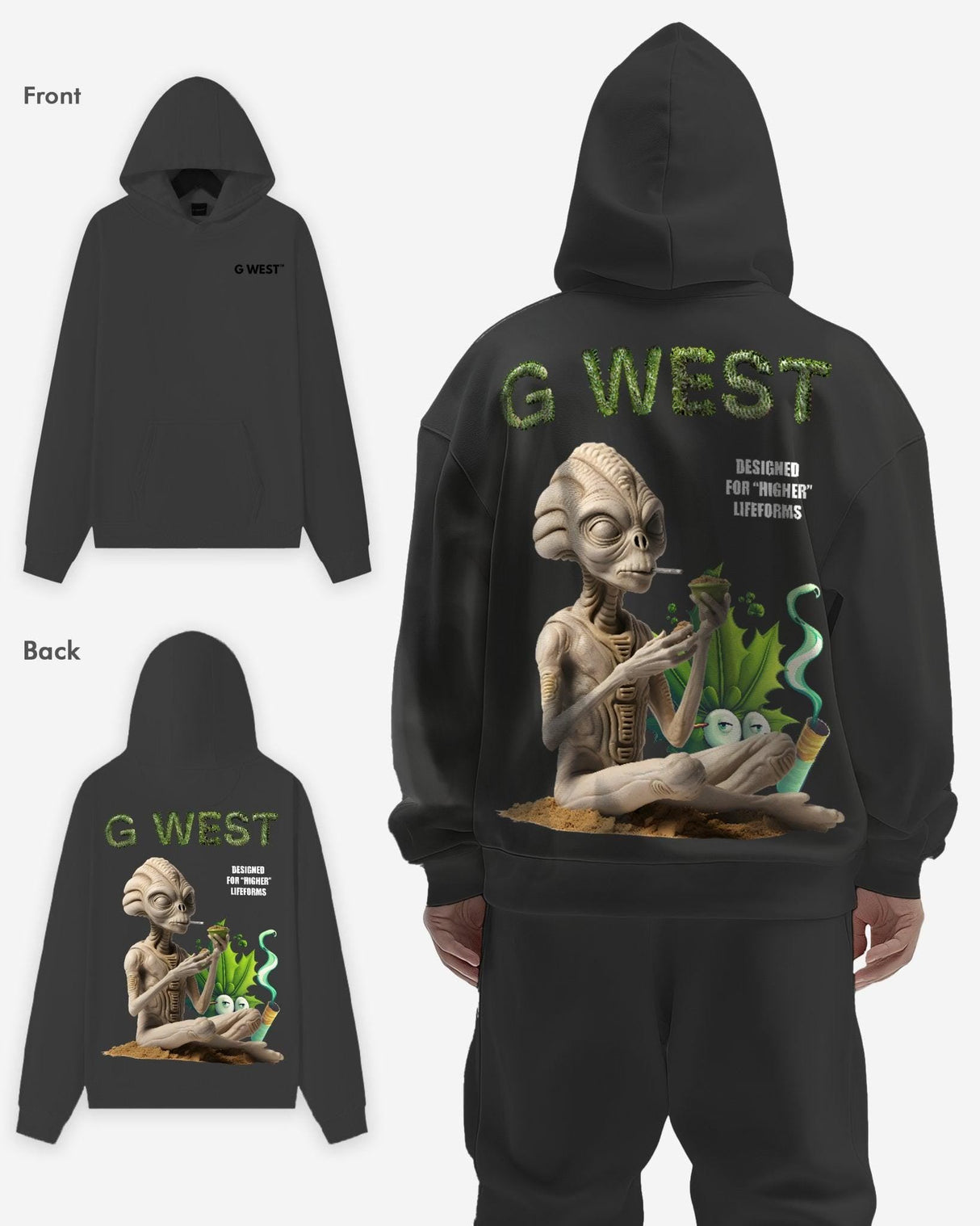 G West Higher Lifeform Heavy Premium Oversized Hoodie