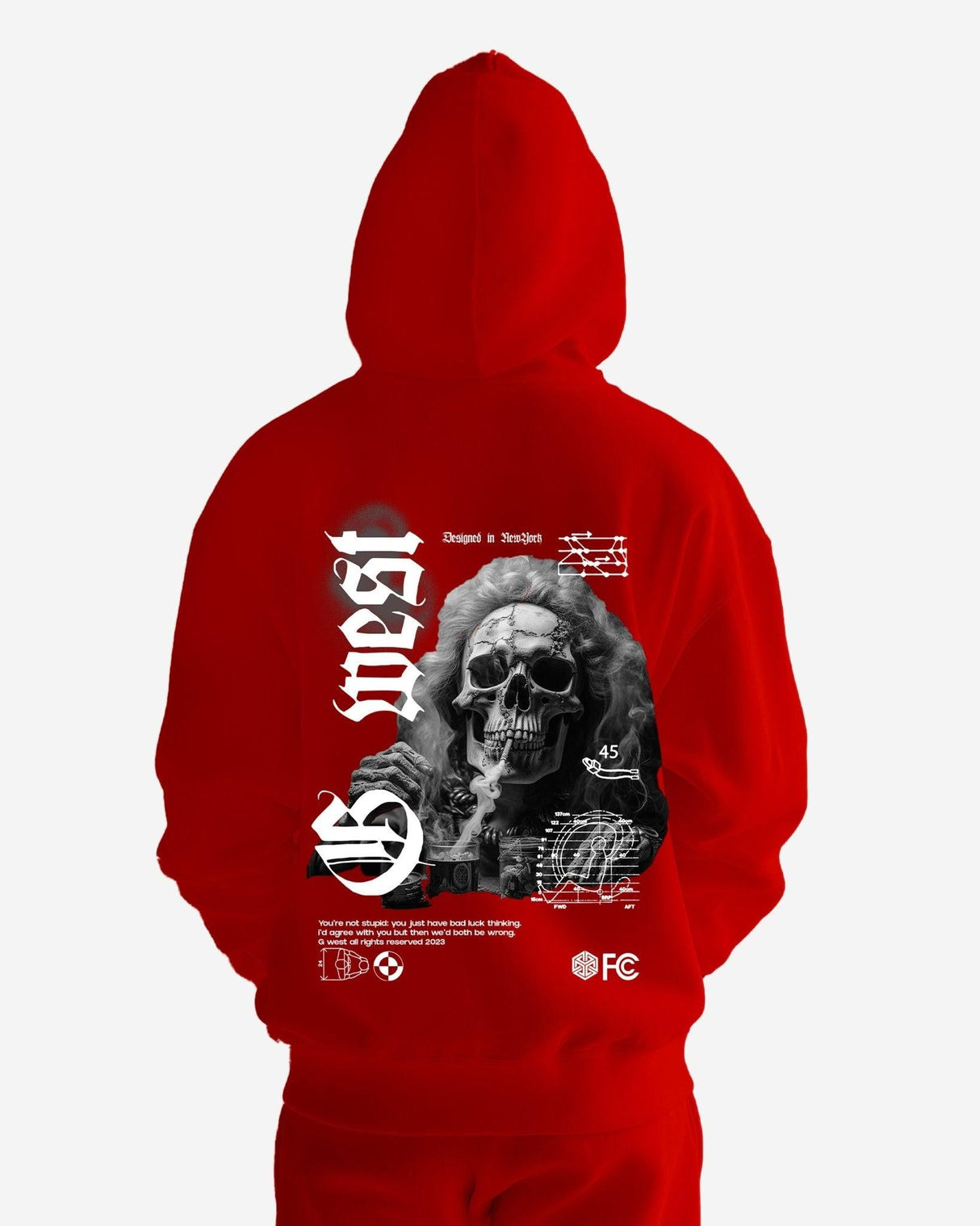 G West Smoke Skull Hoodie Mens Style : Gwhlhd9017 - 4 Colors