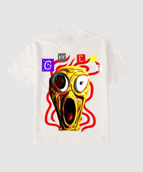 G West Oversized Premium T Shirt Scary Face : Gwgtl7003 - 2 Colors