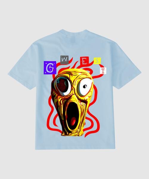 G West Oversized Premium T Shirt Scary Face : Gwgtl7003 - 2 Colors