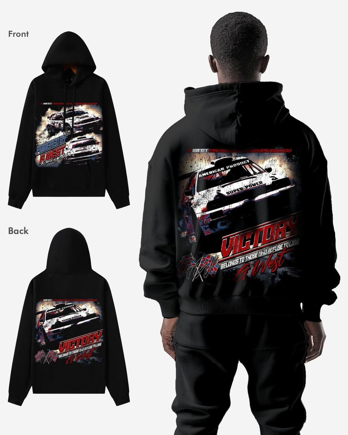 G West Racing Club Double Hit Oversized hoodie