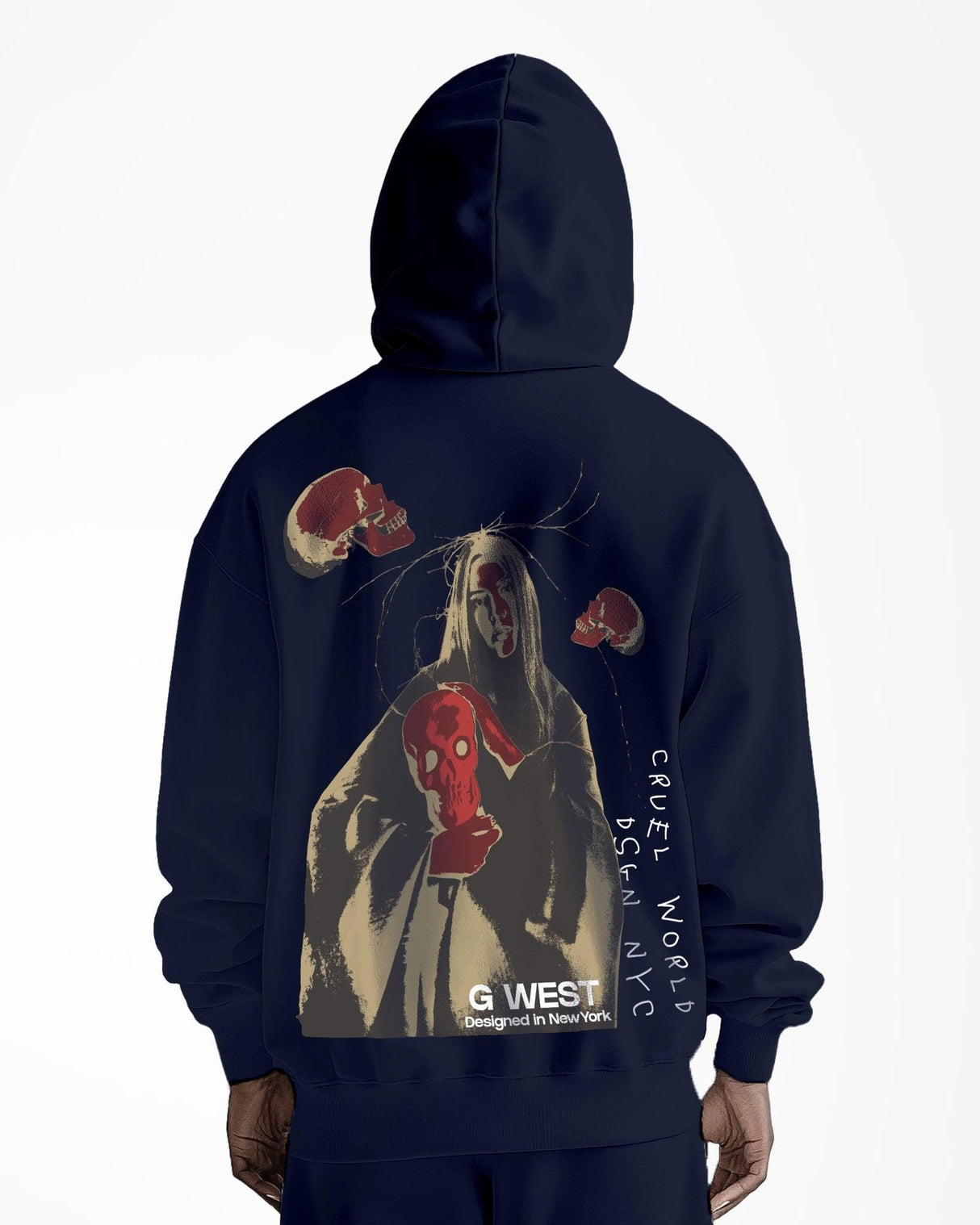 G West Red Skull Heavy Premium Oversized Hoodie