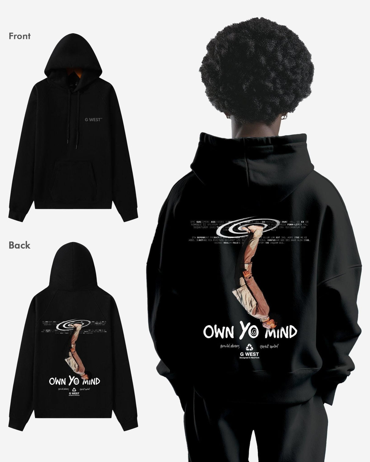 G West Own Yo Mind Heavy Premium Oversized Hoodie