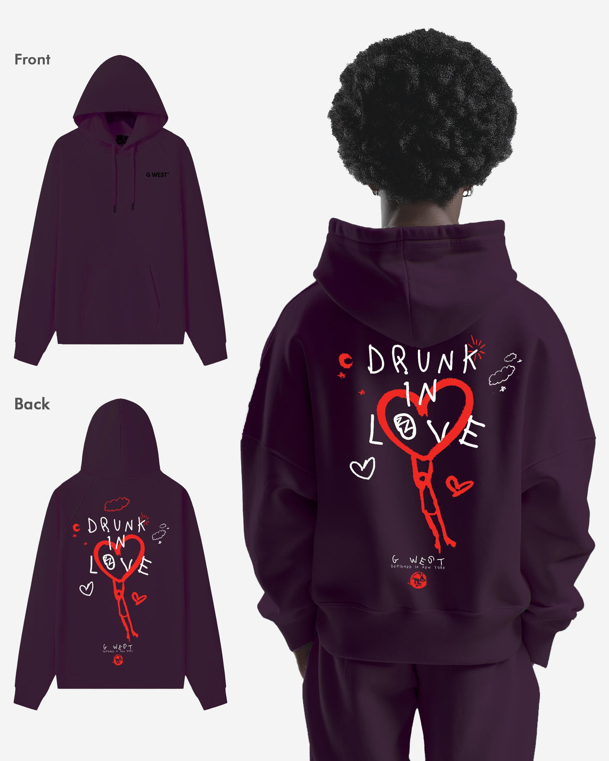 G West Drunk In Love Heavy Premium Oversized Hoodie