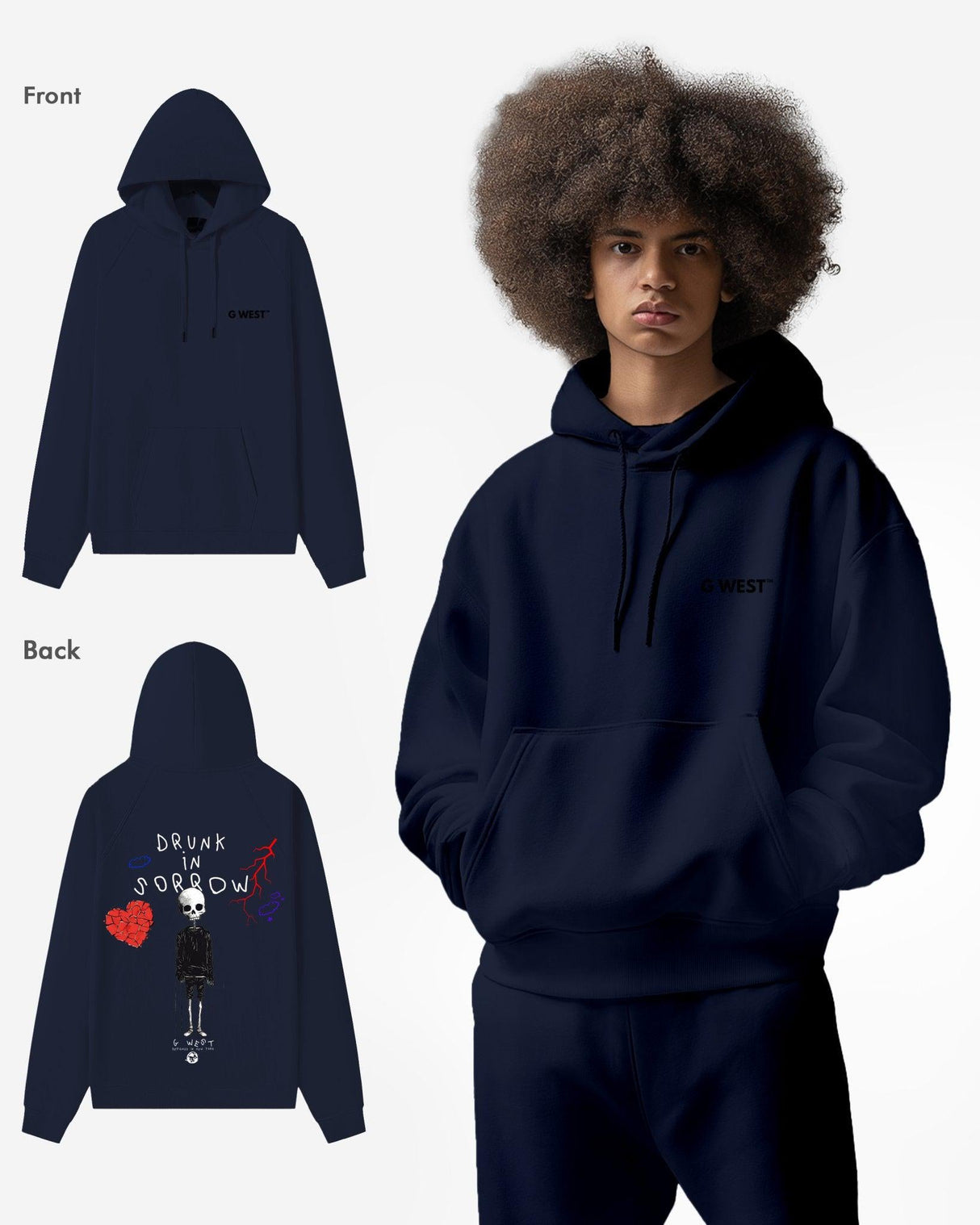 G West Drunk In Sorrow Heavy Premium Oversize Hoodie
