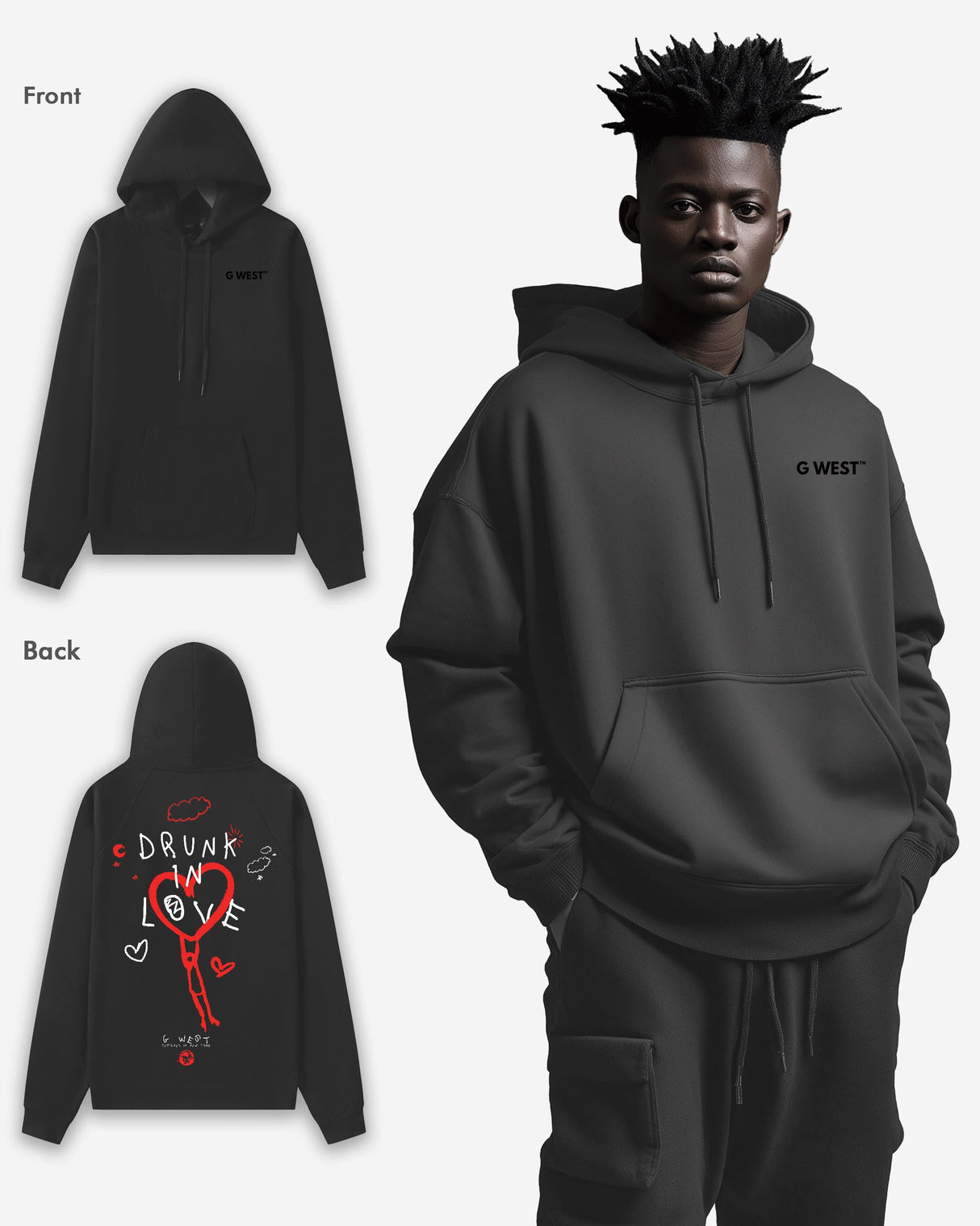 G West Drunk In Love Heavy Premium Oversized Hoodie