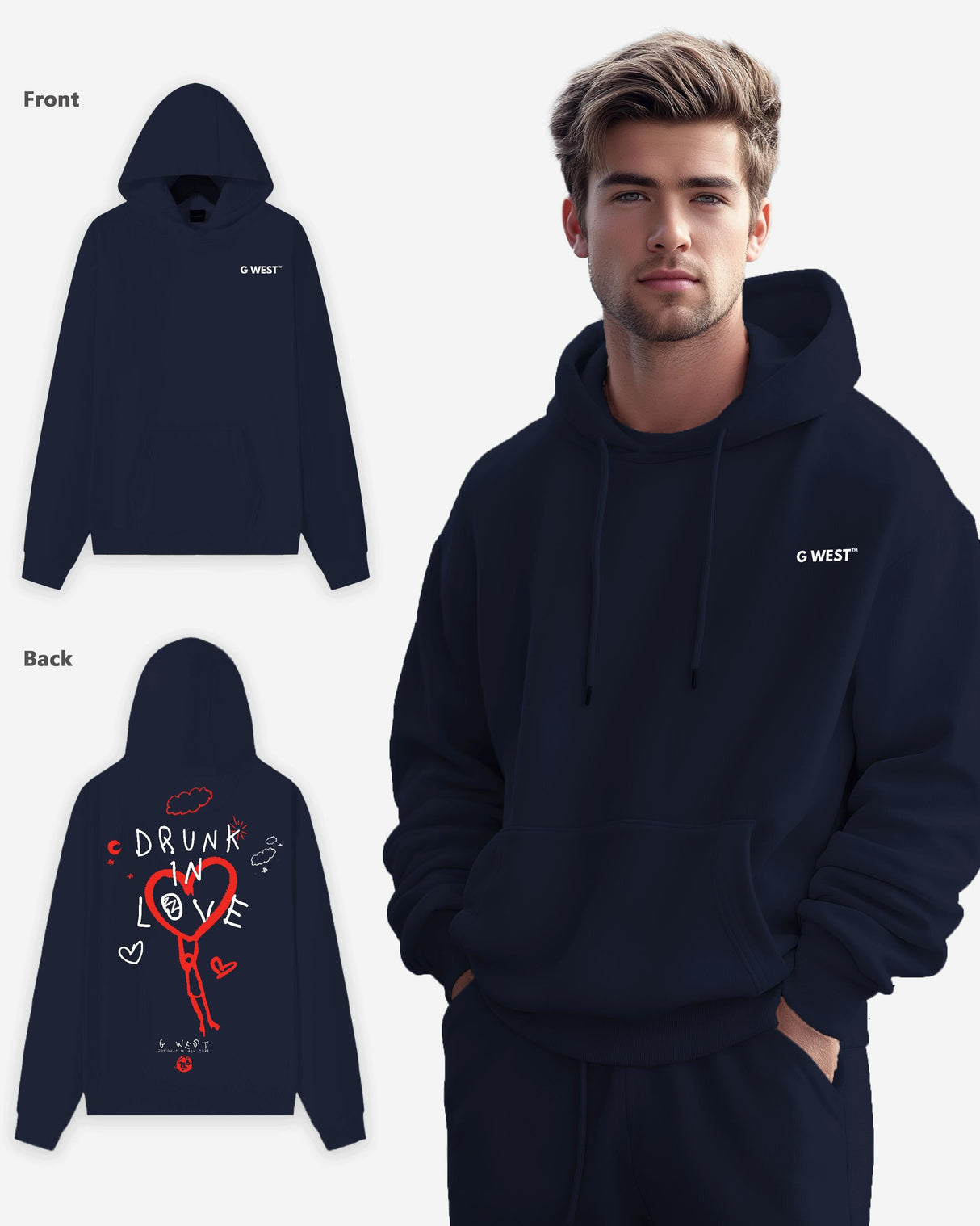G West Drunk In Love Heavy Premium Oversized Hoodie